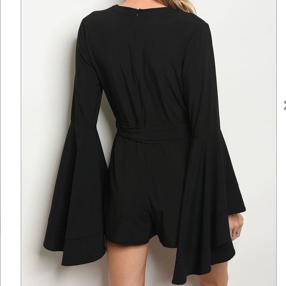 Black Long Open Sleeve Romper - Picture 3 of 3